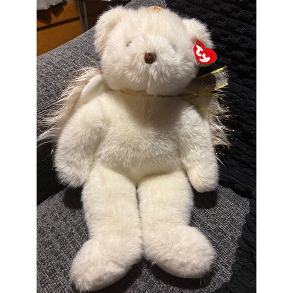 Ty Classic Angel Bear Plush 2001 With Gold Wings & Halo - Picture 1 of 8
